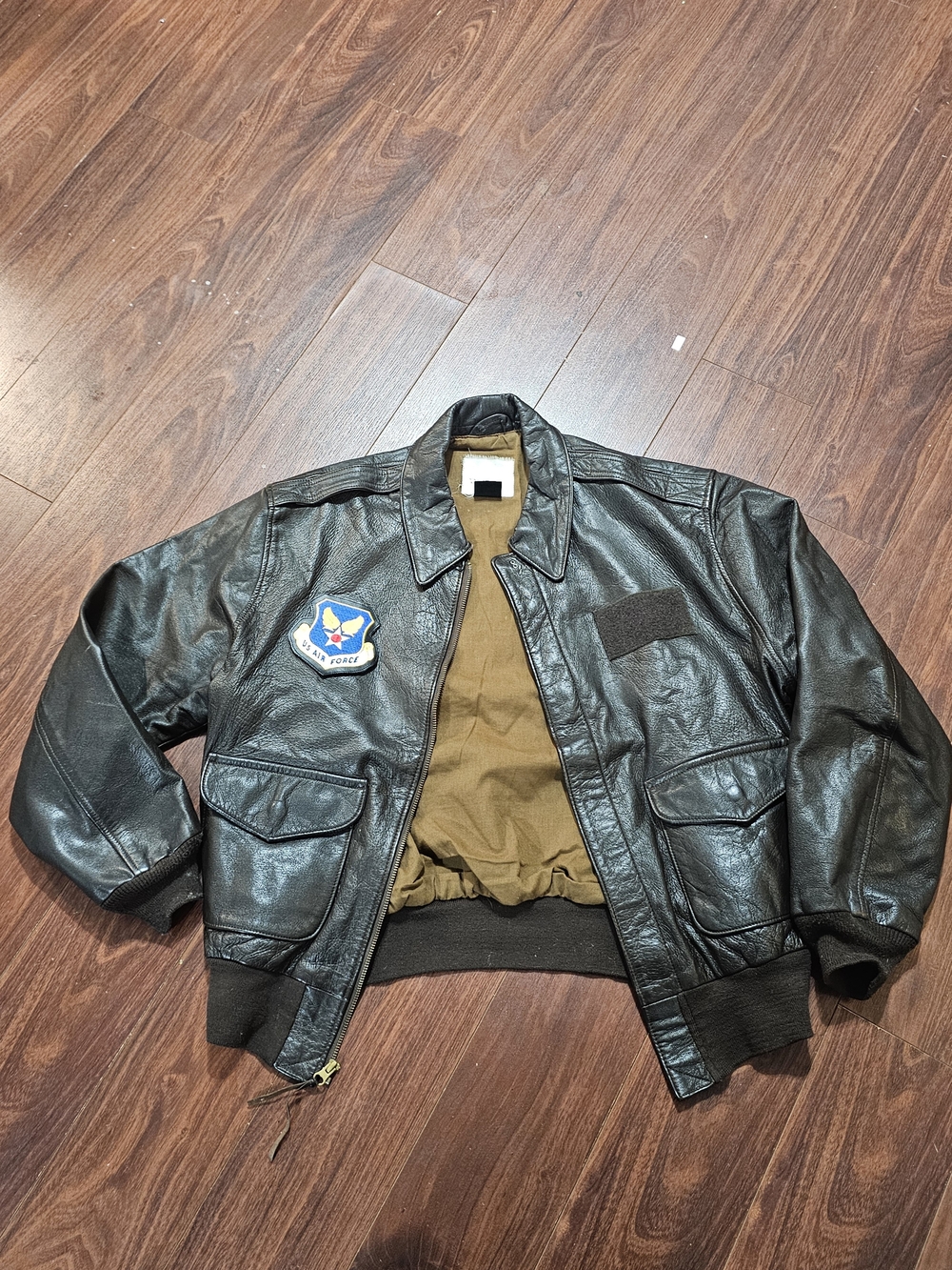 Avirex Men's Type A-2 Goatskin Brown Leather Bomber Size 44 L